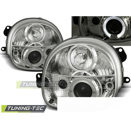 Renault Twingo 03.93-09.98 Fanali Angel Eyes Cromato Anteriori e Posteriori