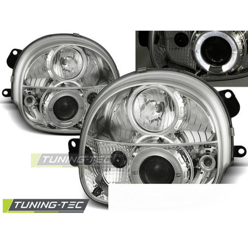 Renault Twingo 03.93-09.98 Fanali Angel Eyes Cromato Anteriori e Posteriori