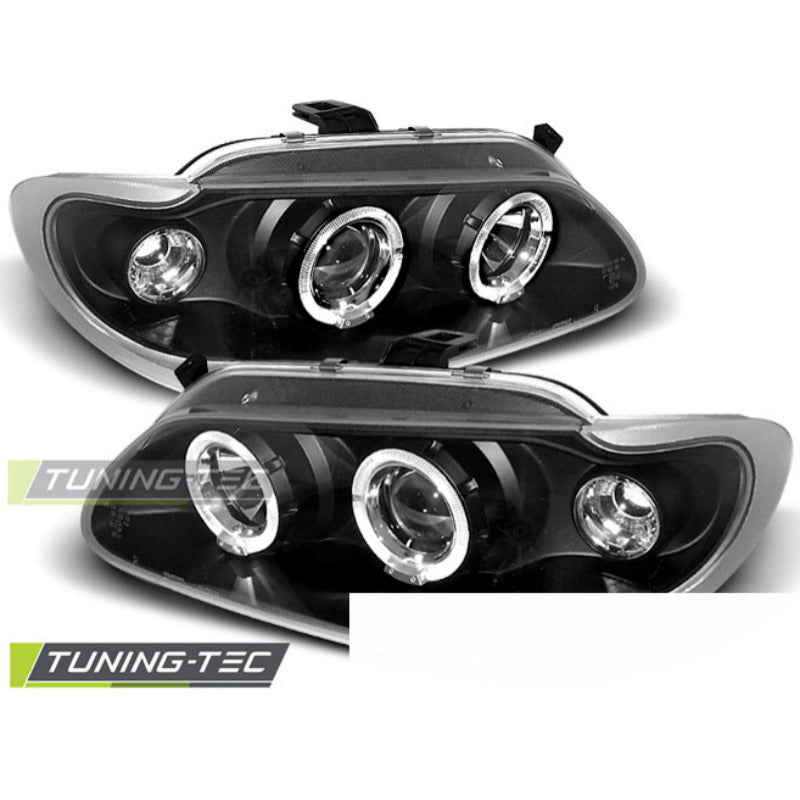 Renault Megane / Scenic 96-99 Fanali Angel Eyes Neri Fari Anteriori LED