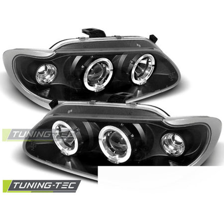 Renault Megane / Scenic 96-99 Fanali Angel Eyes Neri Fari Anteriori LED
