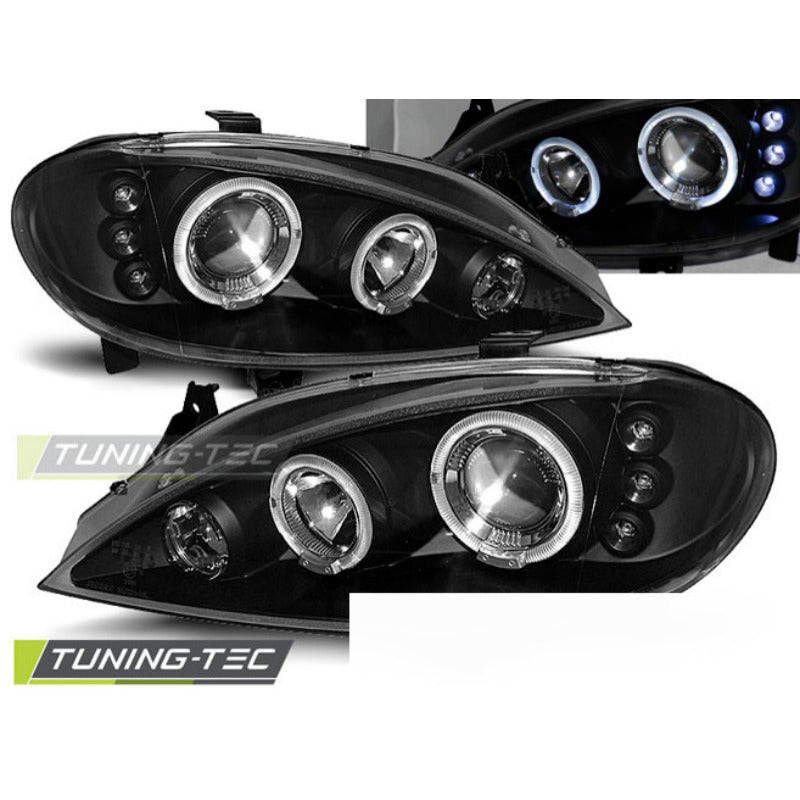 Renault Megane 03.99-10.02 Fanali Angel Eyes Neri per Berlina e Coupe