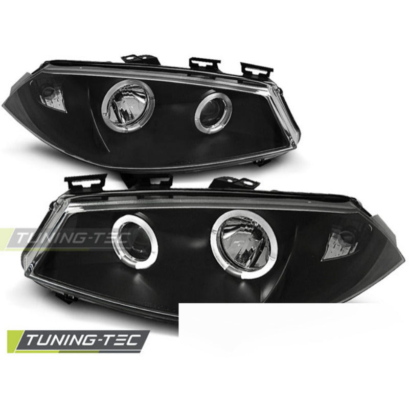 Renault Megane Ii 11.02-12.05 Fanali Angel Eyes Neri Fari Anteriori
