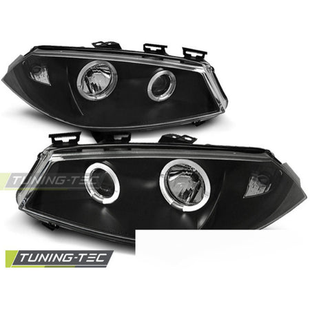 Renault Megane Ii 11.02-12.05 Fanali Angel Eyes Neri Fari Anteriori