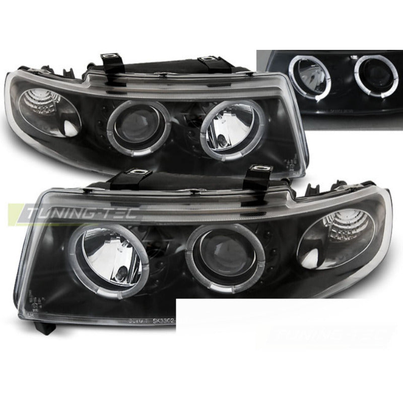 Fari Angel Eyes Nero per Seat Leon (04.99-08.04) - Fanali Anteriori