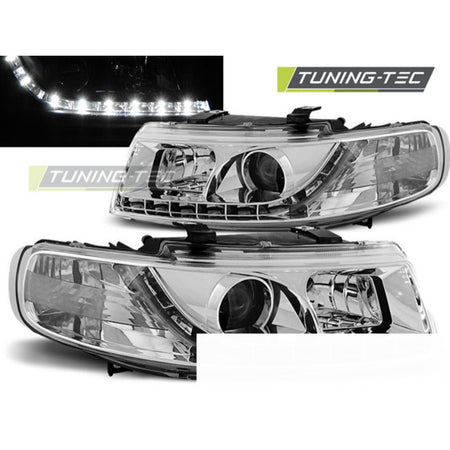 Fari Daylight Cromato per Seat Leon (04.99-08.04) - Fanali Anteriori Cromato