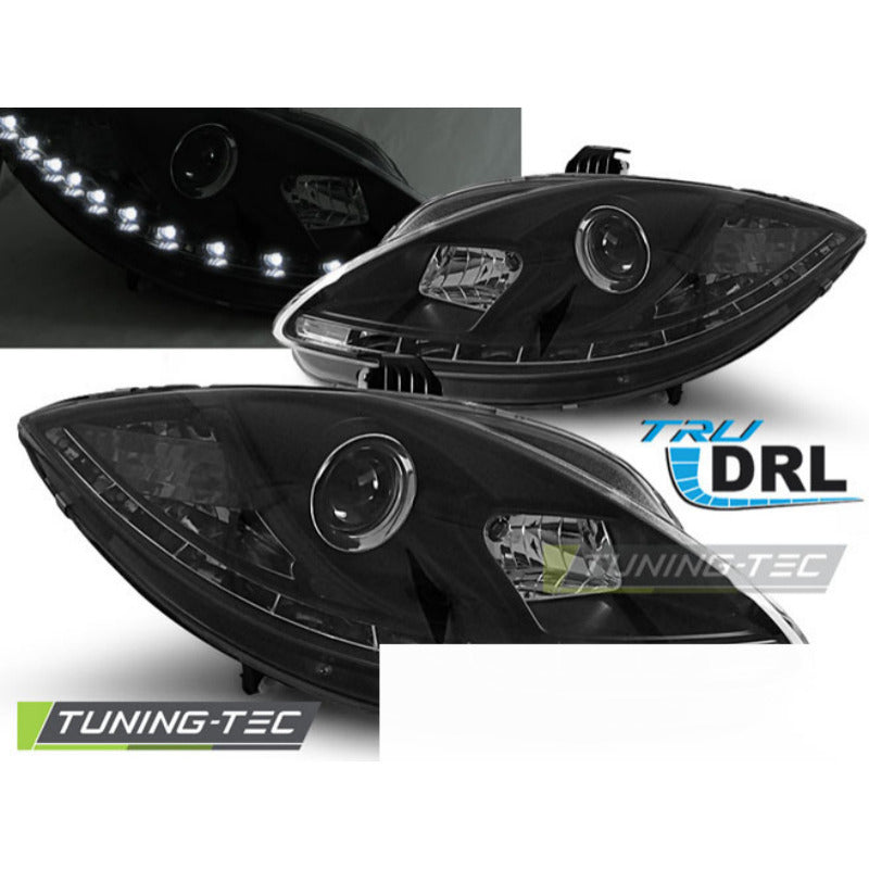 Fari True DRL Nero per Seat Leon Altea (2009-2012) Luci Diurne
