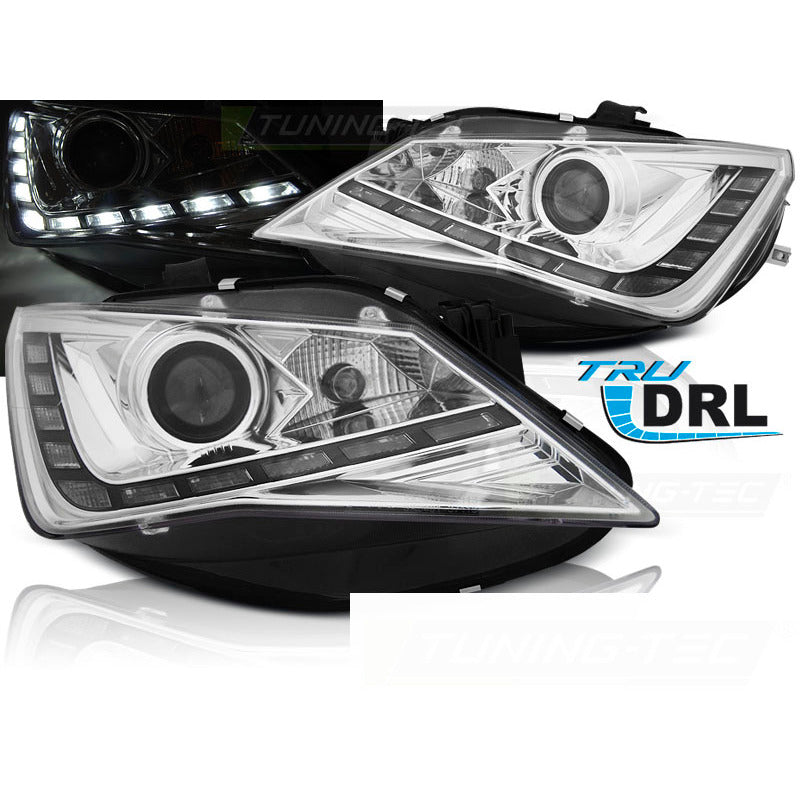 Fari Anteriori DRL Cromati per Seat Ibiza 6J 2012-2015