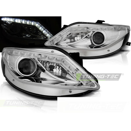 Fari Daylight Cromato per Seat Ibiza 6J (06.08-12) Fanali Anteriori Cromo