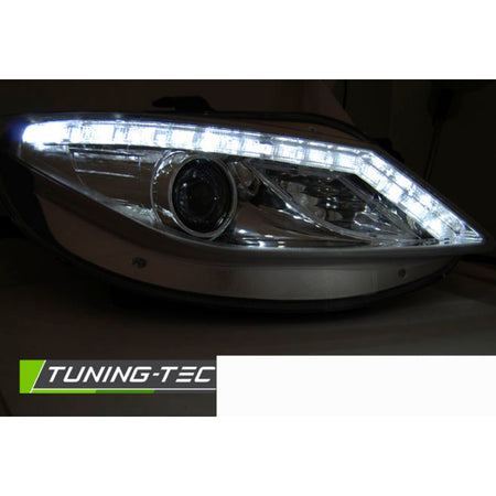 Fari Daylight Cromato per Seat Ibiza 6J (06.08-12) Fanali Anteriori Cromo