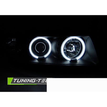 Fari Angel Eyes CCFL Nero per Seat Leon (04.99-08.04) Fanali Anteriori