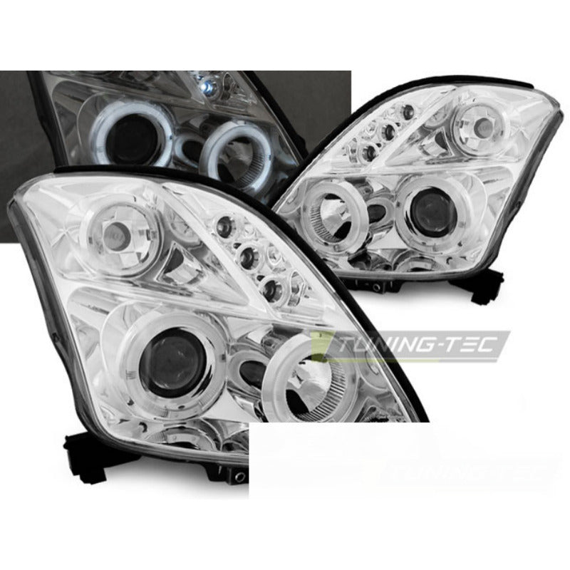 Suzuki Swift 05.05-10 Angel Eyes Cromato Fari Anteriori a LED Cromo