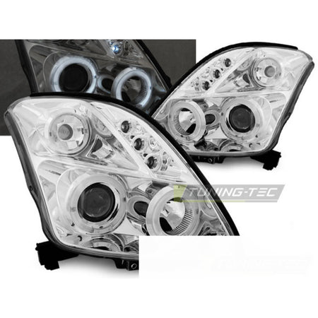 Suzuki Swift 05.05-10 Angel Eyes Cromato Fari Anteriori a LED Cromo