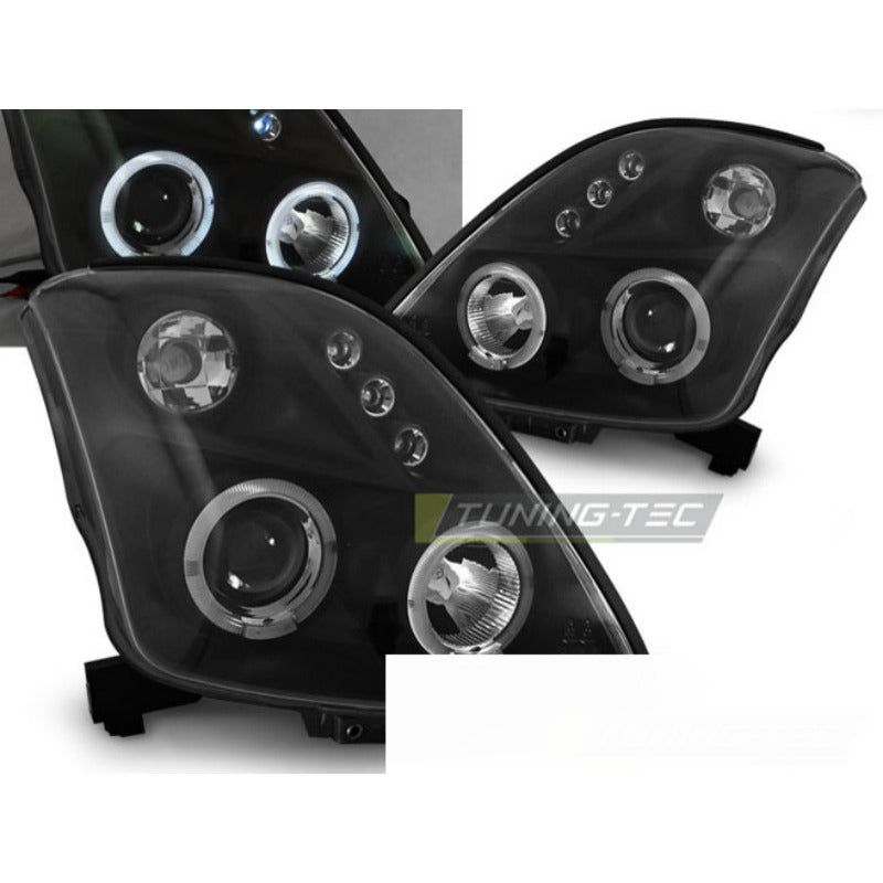 Suzuki Swift 05.05-10 Fanali Angel Eyes Neri per Suzuki Swift 05
