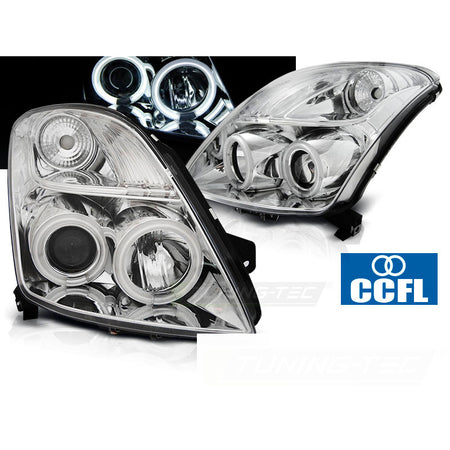 Suzuki Swift 05.05-10 CCFL Angel Eyes Cromato per Suzuki Swift (05) Fanali