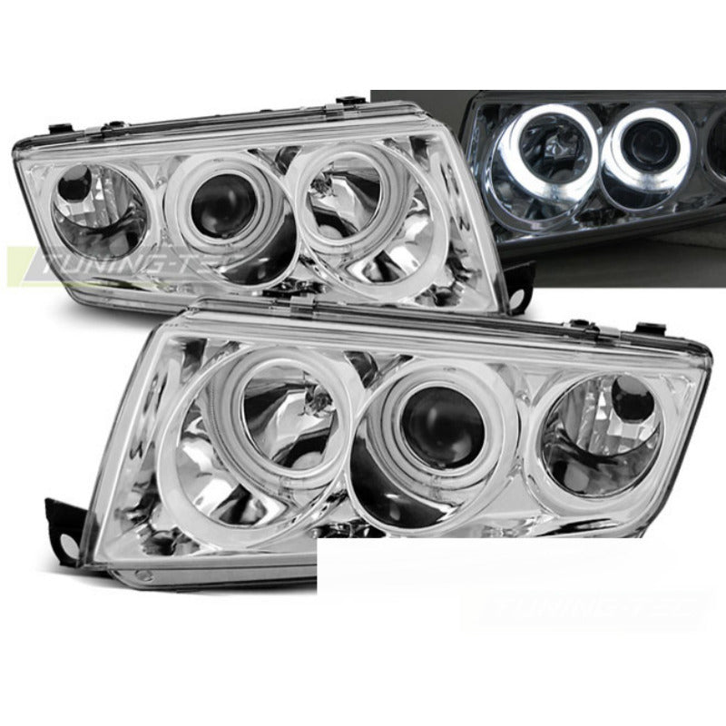 Fari Anteriori Angel Eyes Cromati per Škoda Fabia I (1999-2008)