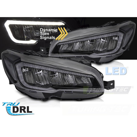 Fari Anteriori Tubo LED Neri per Subaru WRX 2014-2022