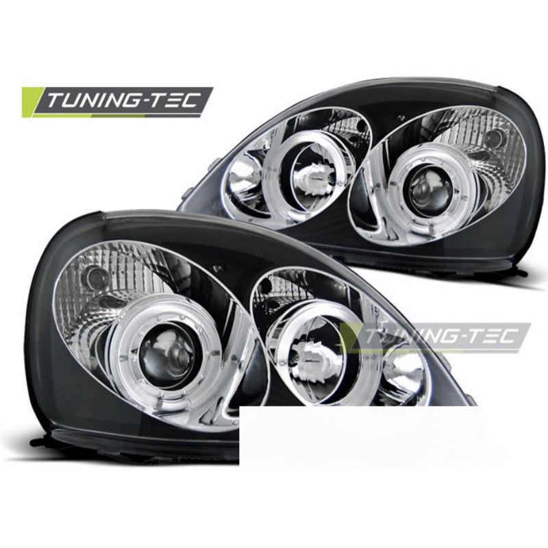 Toyota Yaris 99-03 Angel Eyes Nero Fari Anteriori LED Neri con