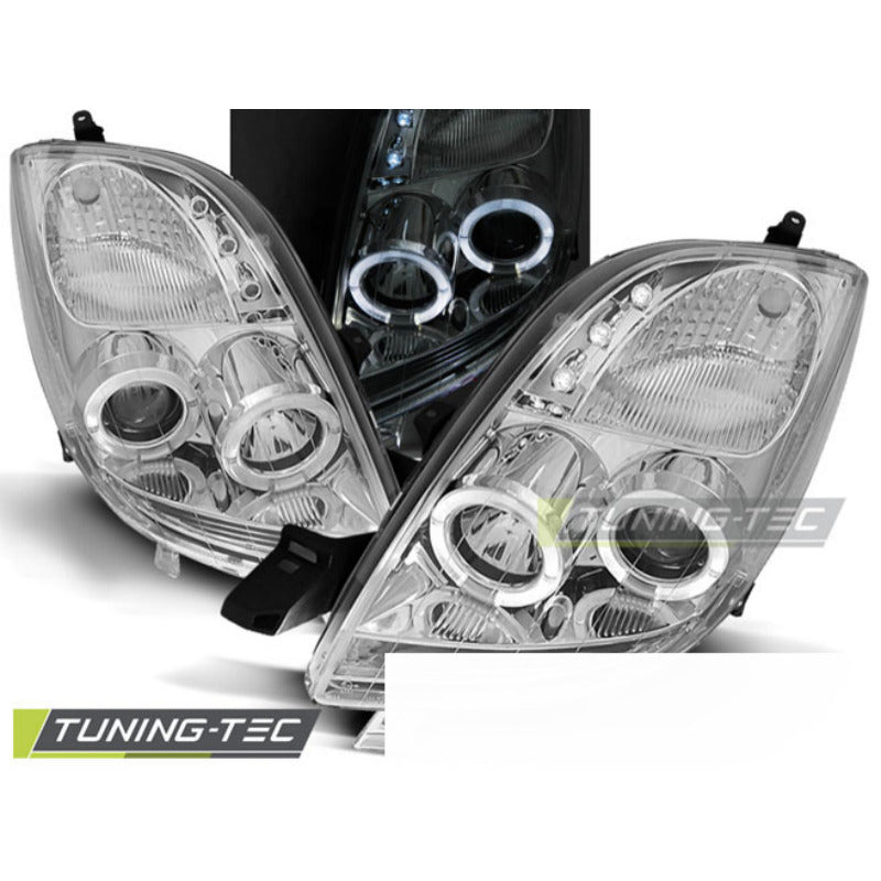 Toyota Yaris 06-09 Angel Eyes Cromato Fari Anteriori a LED Luci Diurne