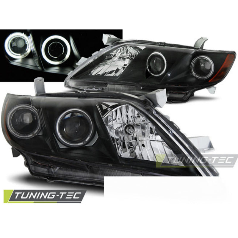 Toyota Camry 6 06-09 Fanali Angel Eyes Neri con Finitura