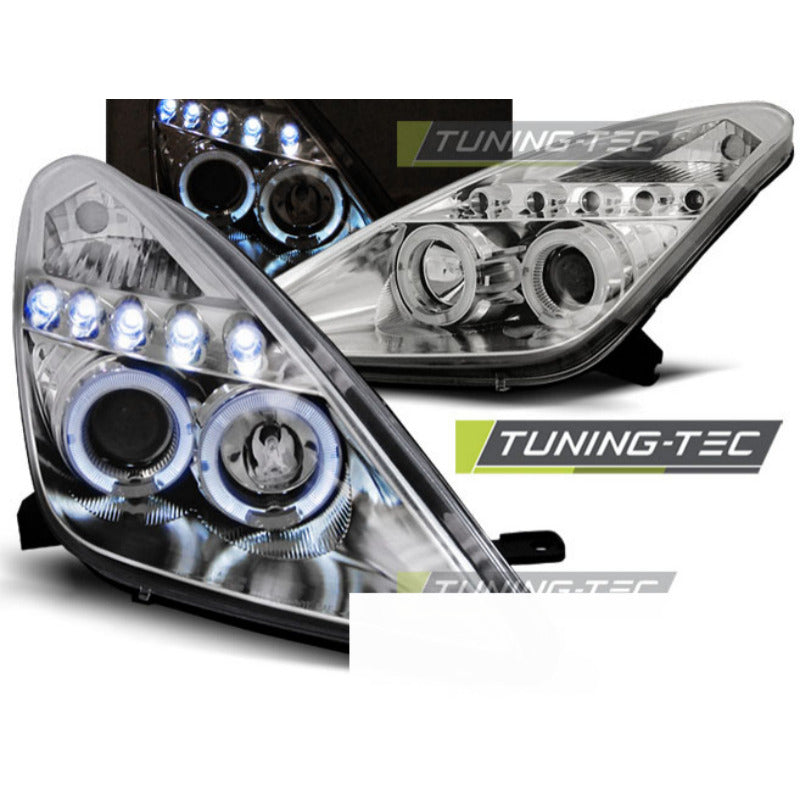 Toyota Celica T230 99-05 Angel Eyes Cromato Fari Anteriori a LED Luci Diurne