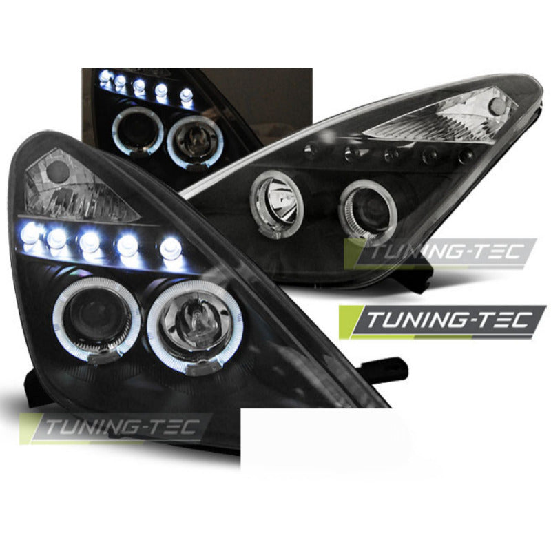Toyota Celica T230 99-05 Fanali Angel Eyes Neri per Fari Anteriori