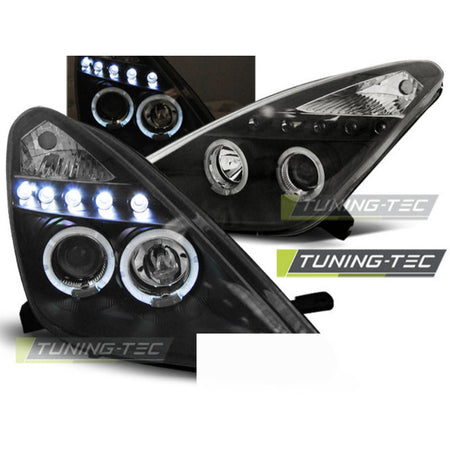 Toyota Celica T230 99-05 Fanali Angel Eyes Neri per Fari Anteriori