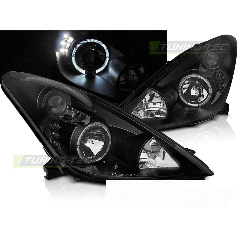 Toyota Celica T230 99-05 Angel Eyes Neri Fanali Anteriori LED Luci