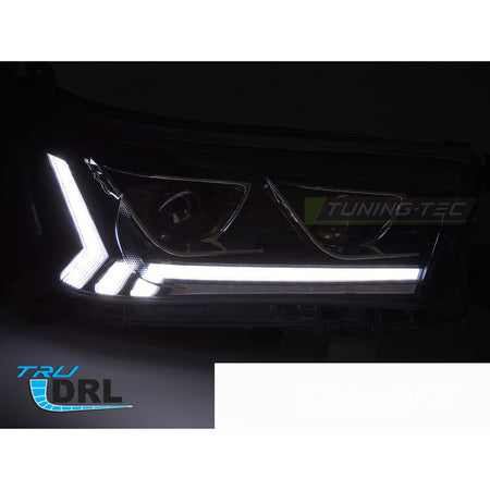 Fari Anteriori LED Tubolari Neri per Toyota Hilux 16-20