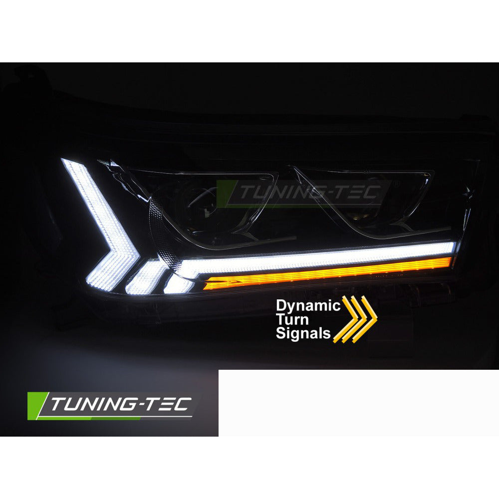 Fari Anteriori LED Tubolari Neri per Toyota Hilux 16-20