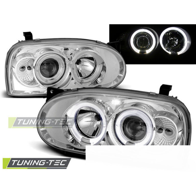 Fari Angel Eyes Cromato per Volkswagen Golf 3 (09.91-08.97) Fanali