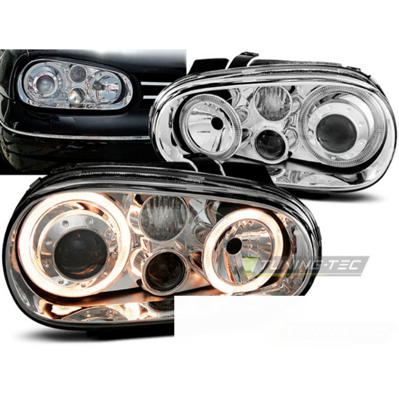 Fari Angel Eyes Cromato per Volkswagen Golf 4 (09.97-09.03) Fanali