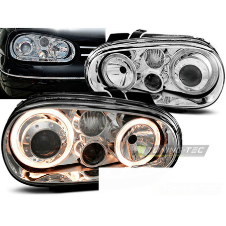 Fari Angel Eyes Cromato per Volkswagen Golf 4 (09.97-09.03) Fanali
