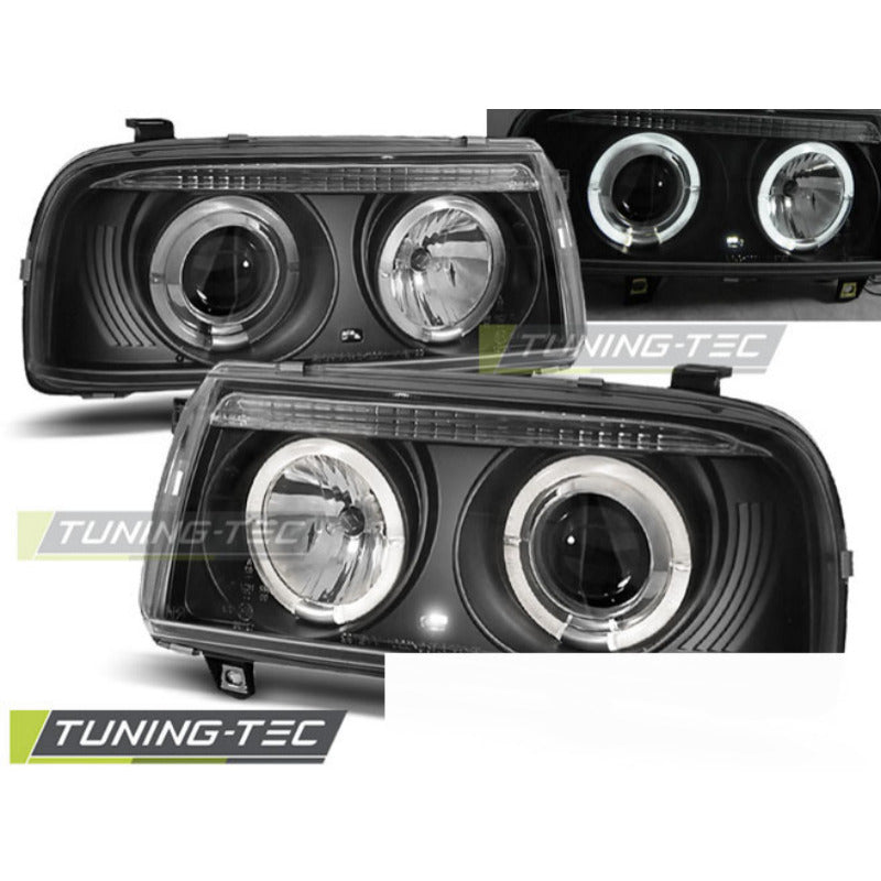 Fari Angel Eyes Nero per Volkswagen Vento (01.92-08.98) Fanali Anteriori