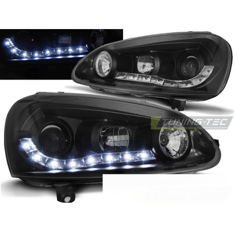 Fari Daylight Nero per Volkswagen Golf 5 (2003-2009) Fanali Anteriori