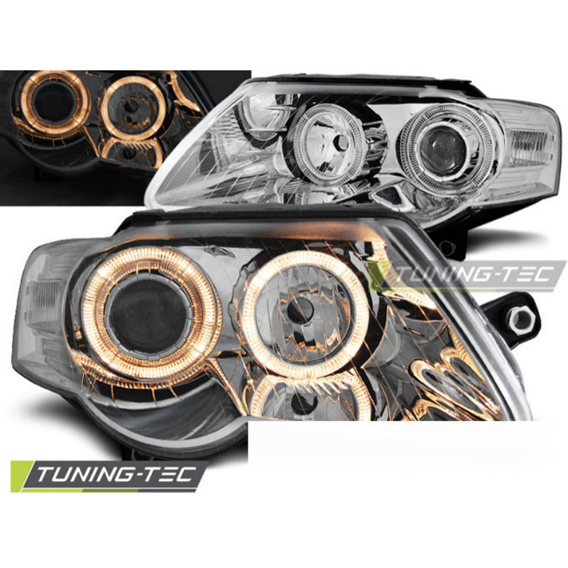 Fari Angel Eyes Cromato per Volkswagen Passat B6 (03.05-10) Fanali
