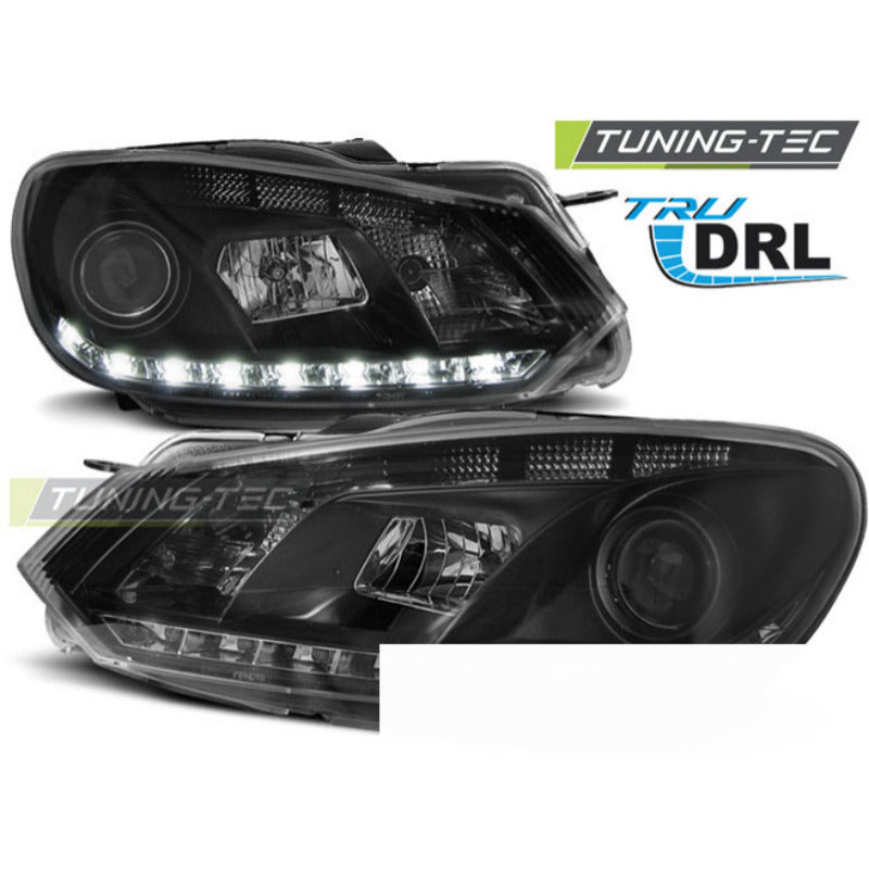 Fari True DRL Nero per Volkswagen Golf 6 (10.08-12) Luci Diurne