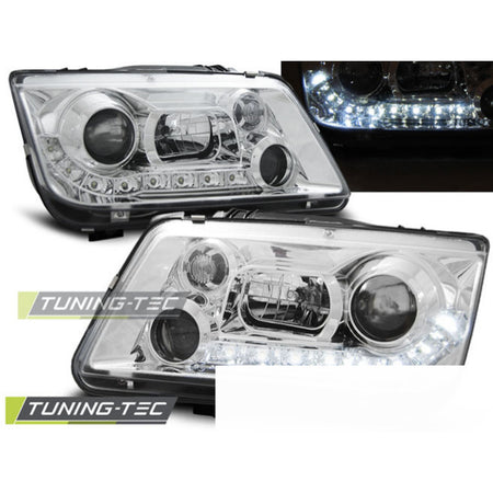 Fari Daylight Cromato per Volkswagen Bora (09.98-05.05) Fanali Anteriori