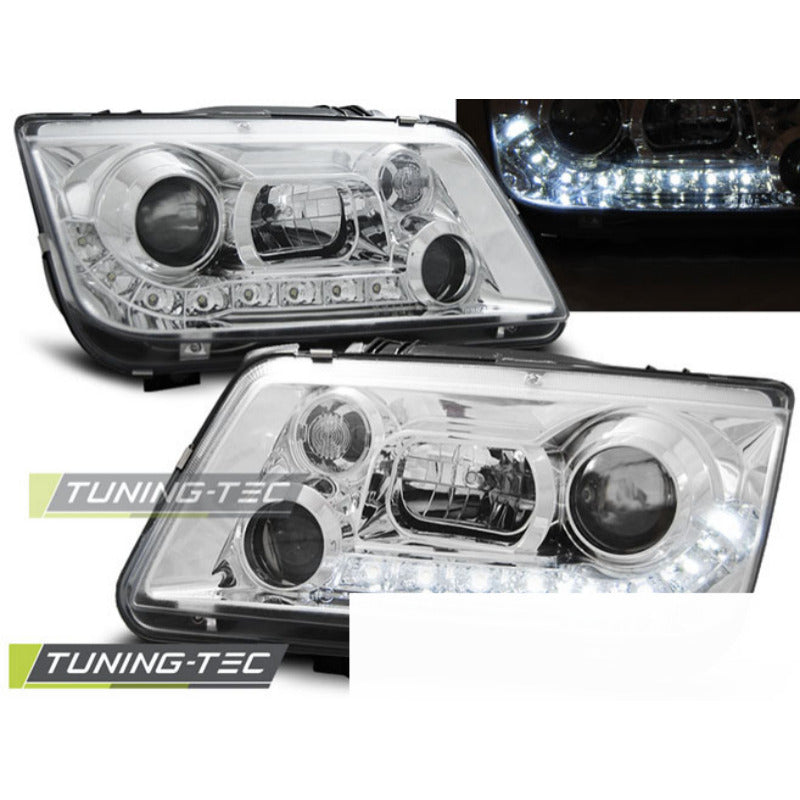 Fari Daylight Cromato per Volkswagen Bora (09.98-05.05) Fanali Anteriori