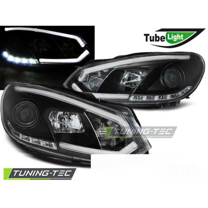 Fari Tube Luce DRL Nera per Volkswagen Golf VI (2008-2012)