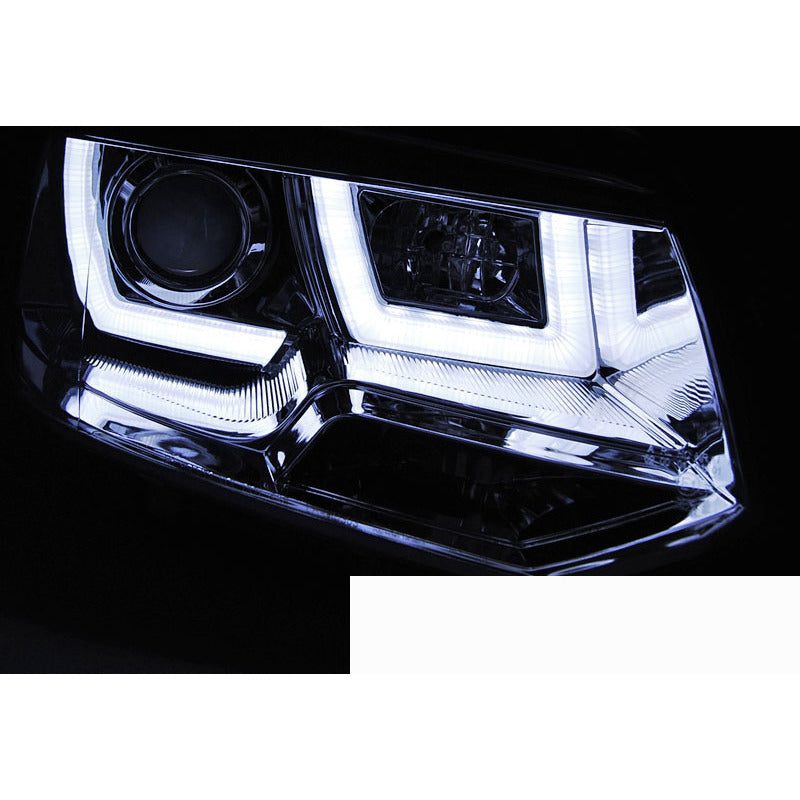 Fari U-Led Cromato per Volkswagen T5 (2010-2015) Fanali Anteriori