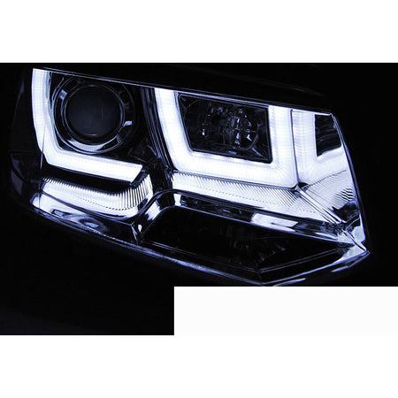 Fari U-Led Cromato per Volkswagen T5 (2010-2015) Fanali Anteriori