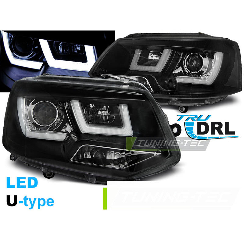 Fari U-Led Nero per Volkswagen T5 (2010-2015) - Fanali Anteriori