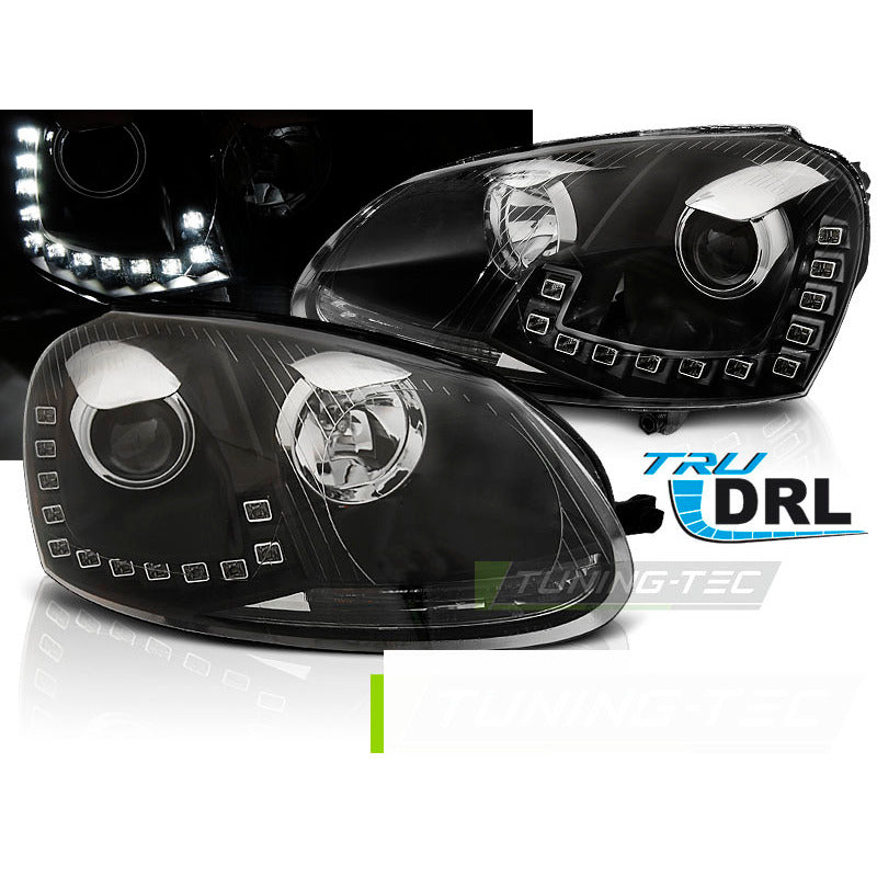 Fari True DRL Nero per Volkswagen Golf 5 (10.03-09) Luci Diurne