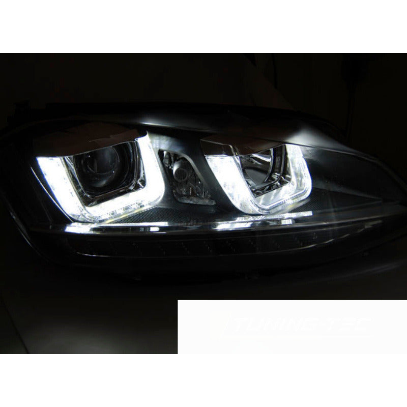 Fari U-Led DRL Neri per Volkswagen Golf VII (2012-2017) Luci Diurne