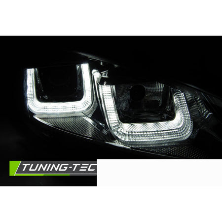 Fari Anteriori U-LED Neri Cromati per Volkswagen GOLF 6 (08-12)