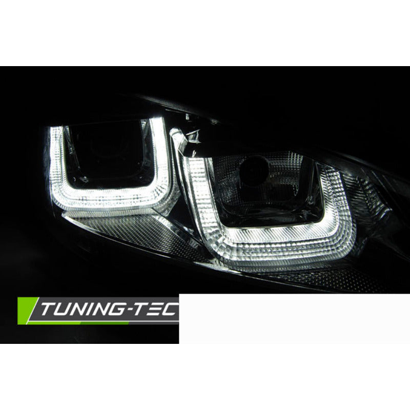 Fari Anteriori U-LED Neri Cromati per Volkswagen GOLF 6 (08-12)