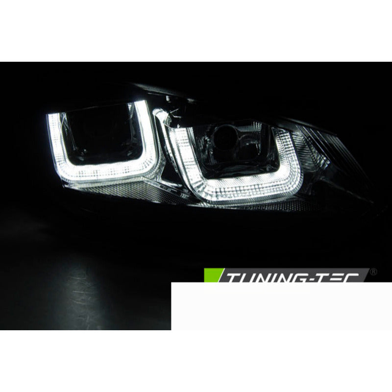 Fari Anteriori U-LED Neri con Luci Diurne per Volkswagen GOLF VI (08-12)