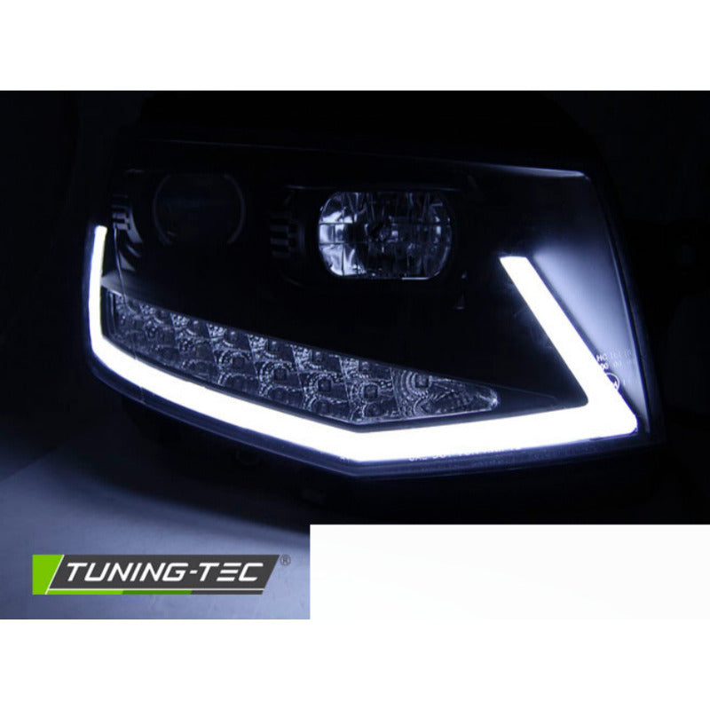 Fari Anteriori Luci Diurne LED Nero Cromato per Volkswagen T6 (2015-2019)