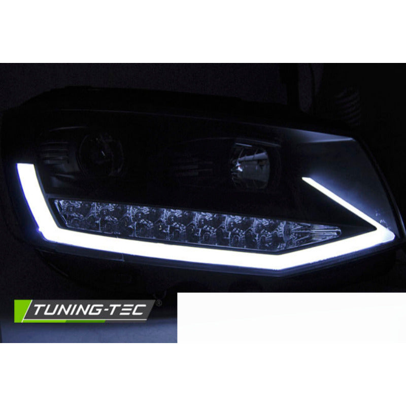 Fari Anteriori Luci Diurne LED Nero Cromato per Volkswagen T6 (2015-2019)