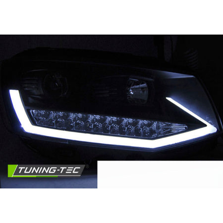 Fari Anteriori Luci Diurne LED Nero Cromato per Volkswagen T6 (2015-2019)